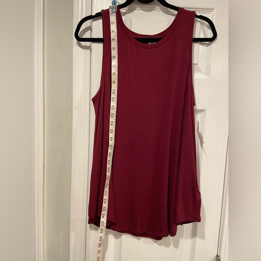 NWT Old Navy Luxe Size M Burgundy Scoop Neck Soft Flowy Stretch Tunic Tank Top - Picture 9 of 11